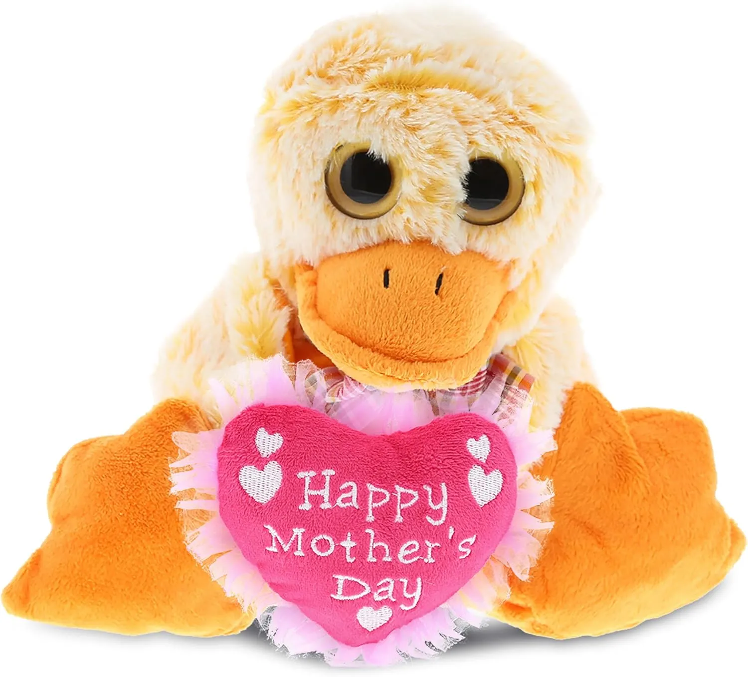 DolliBu Happy Mother's Day Stuffed Animal, Heart Message for Best Mommy, Grandma, Wife, Step Mom, Mama - Cute Soft Adorable Sentiment Plush Teddy Bear - Duck