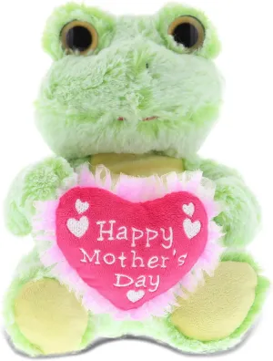 DolliBu Happy Mother's Day Stuffed Animal, Heart Message for Best Mommy, Grandma, Wife, Step Mom, Mama - Cute Soft Adorable Sentiment Plush Teddy Bear - Frog