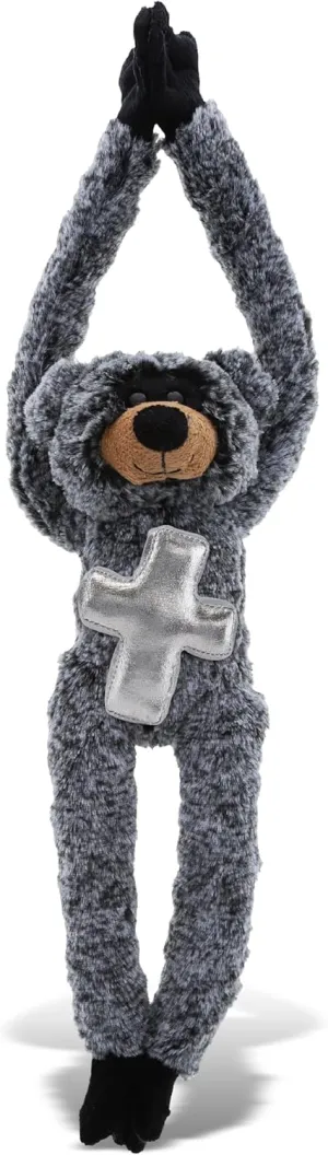 DolliBu Long-Arms Black Bear Stuffed Animal with Silver Cross Plush - Religious Baptism Gifts for Boys and Girls, Christening Gifts Plush Prayer Toy Healing Teddy Bear - 21 Inches