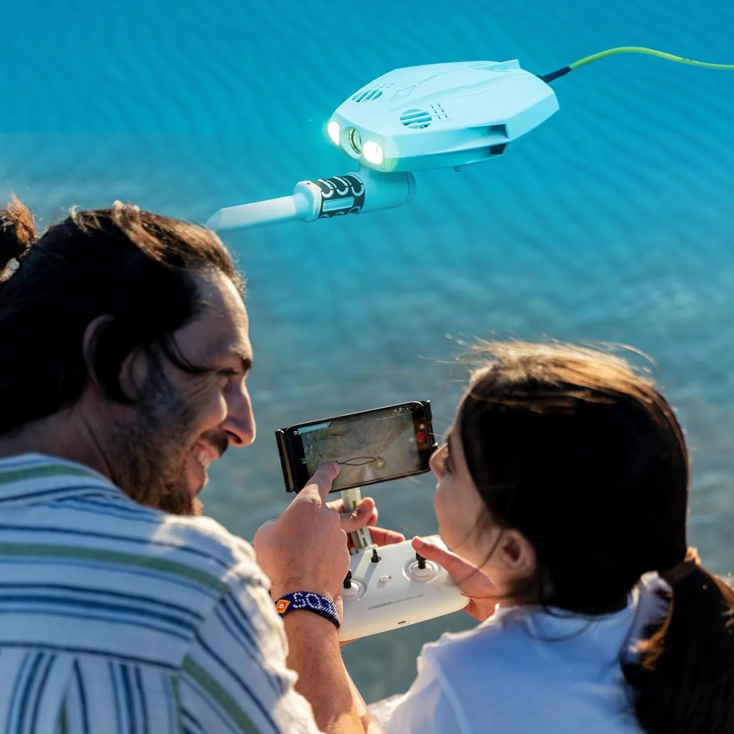 DORY EXPLORE treasure-hunting photography and videography underwater drone, metal detector & net bag, Bluetooth RC, uncovers the secrets of the ocean and experience underwater Adventure (Mint Green)