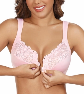 DotVol Women's Plus Size Front Closure U-Back Underwire Wide Strap Everyday Bra