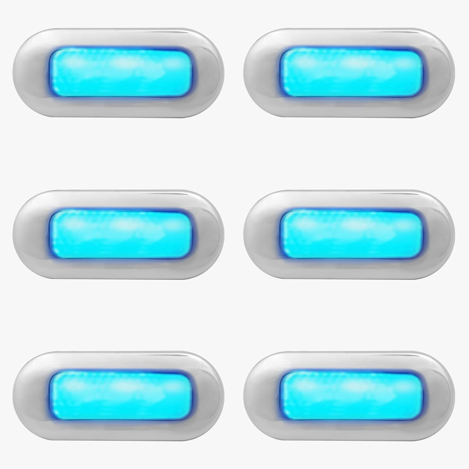 Dream lighting 12volt LED Courtesy Lights for Boat RV Trailer Stairway Deck Light Blue Lighting-with 316SS Cover, 3inch, Surface Mount