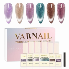 Dreamland Cat Eye Gel Polish Set 6 Colors, 15ML Glitter Aurora Gel Polish with Magnet, Soak off UV Light Salon Quality Magnetic UV Nail Polish