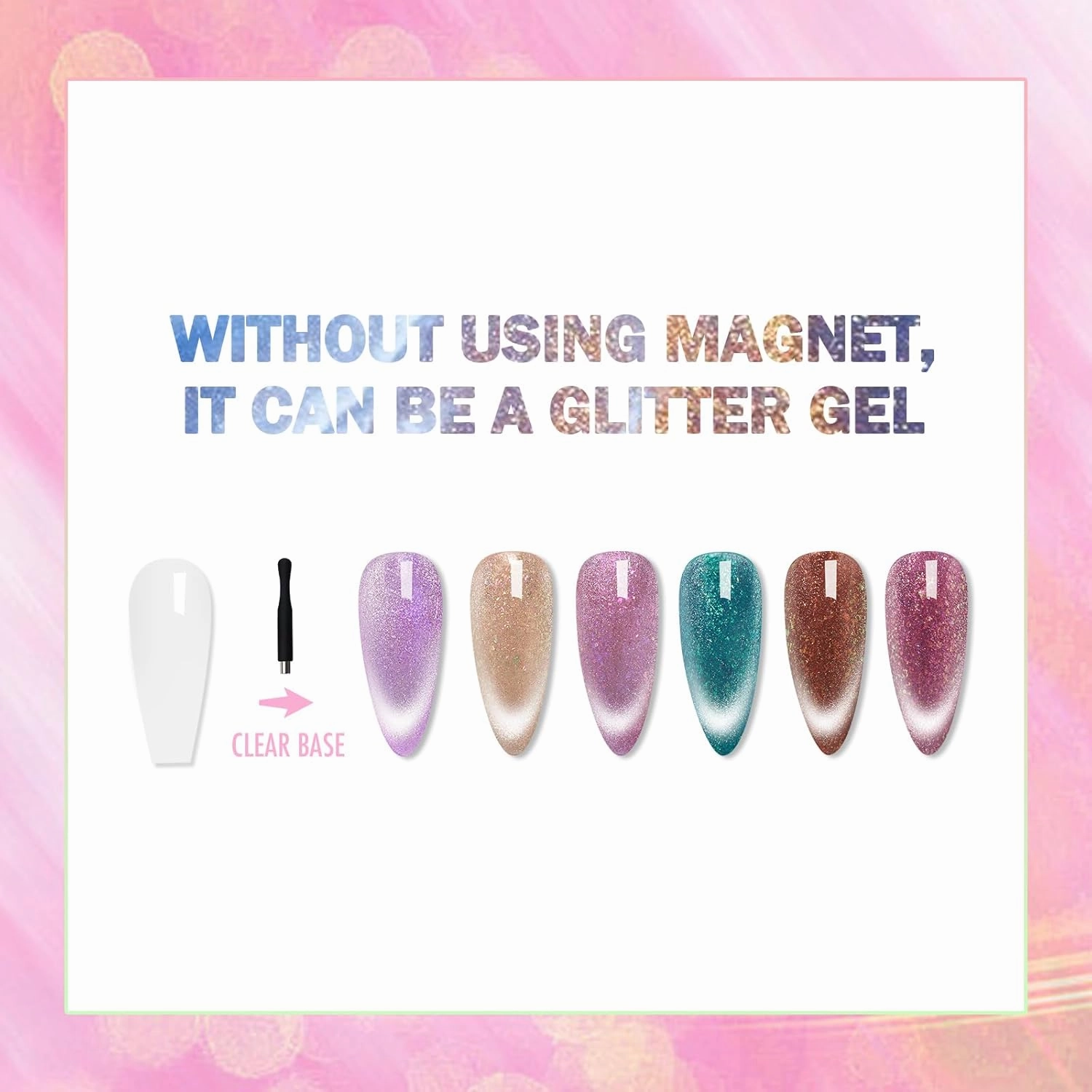 Dreamland Cat Eye Gel Polish Set 6 Colors, 15ML Glitter Aurora Gel Polish with Magnet, Soak off UV Light Salon Quality Magnetic UV Nail Polish