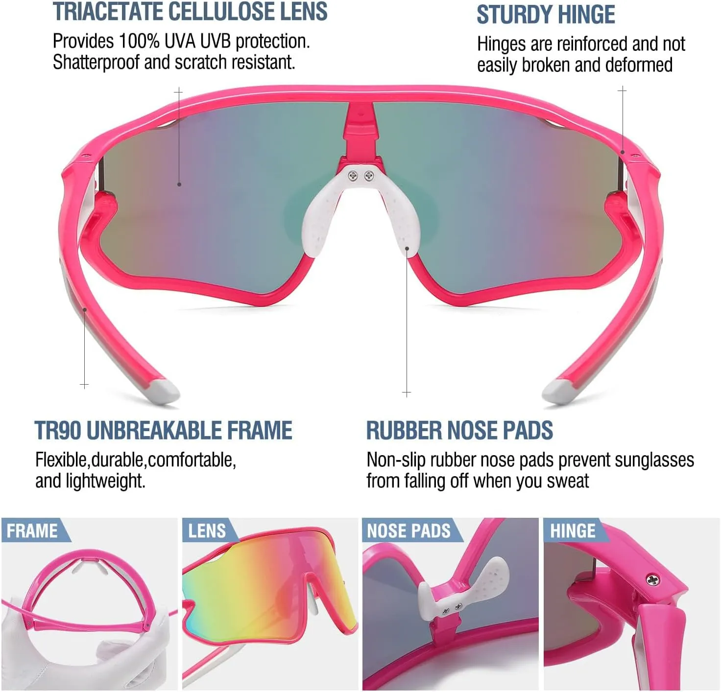 DUCO Kids Sunglasses Youth Baseball Sun Glasses Lightweight TR90 Frame UV400 Sports Cycling Shades for Boys Girls DK268