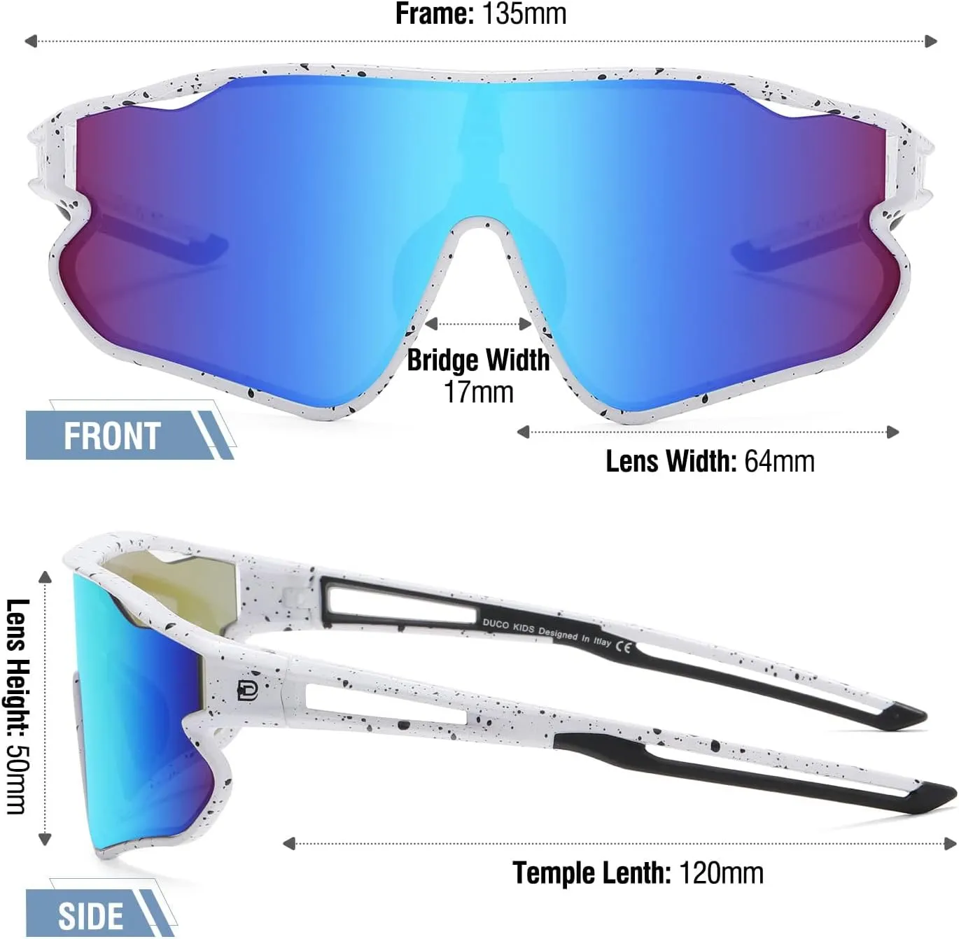 DUCO Kids Sunglasses Youth Baseball Sun Glasses Lightweight TR90 Frame UV400 Sports Cycling Shades for Boys Girls DK268