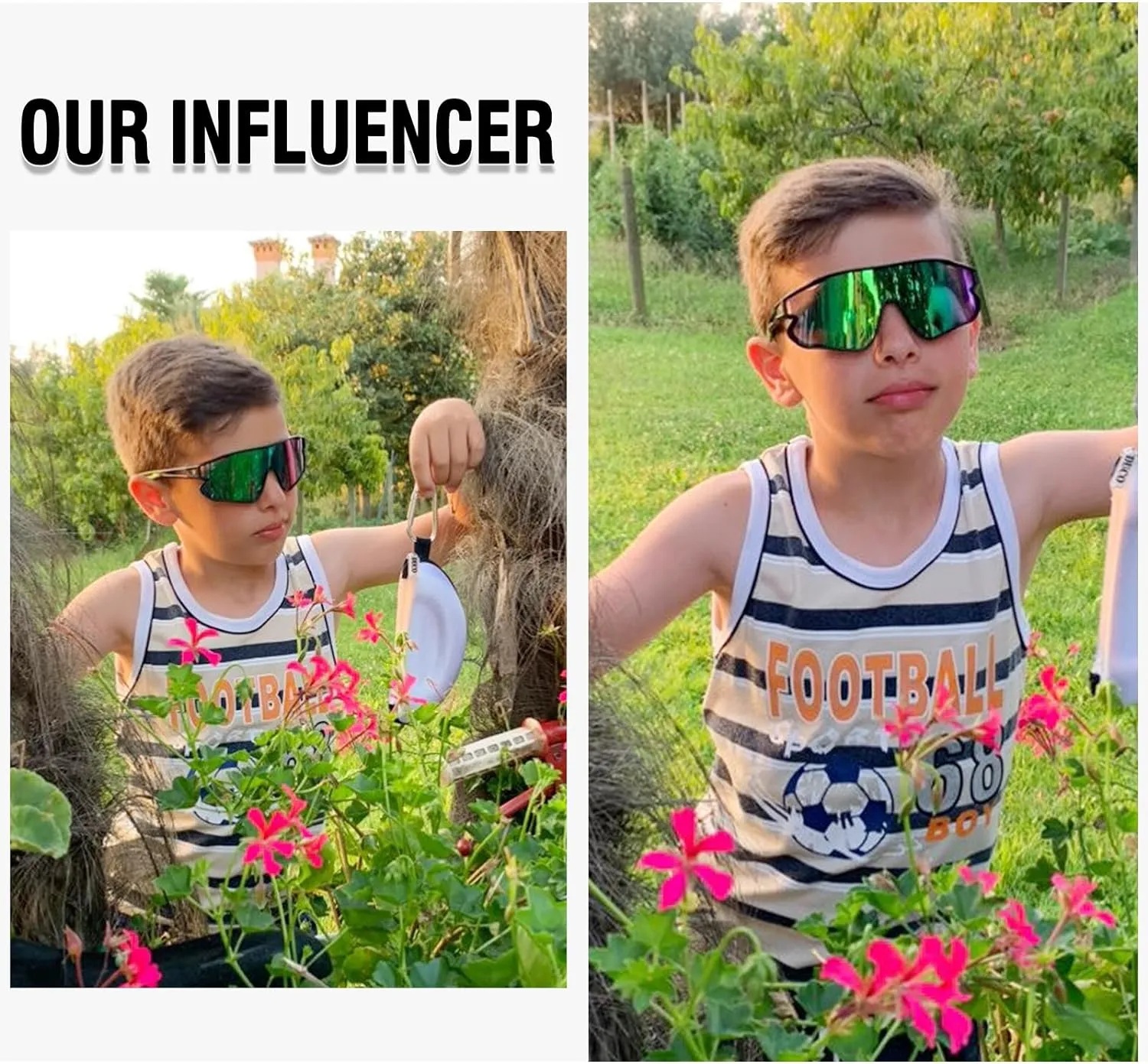 DUCO Kids Sunglasses Youth Baseball Sun Glasses Lightweight TR90 Frame UV400 Sports Cycling Shades for Boys Girls DK268