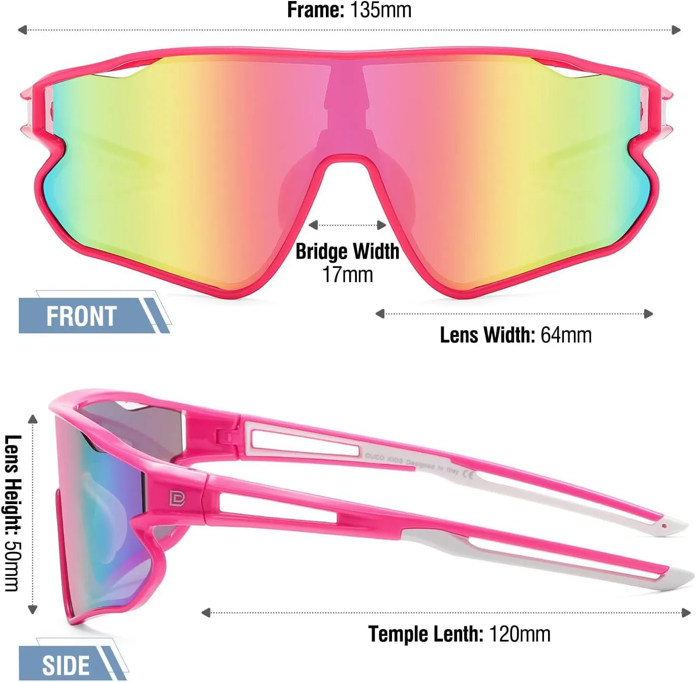 DUCO Kids Sunglasses Youth Baseball Sun Glasses Lightweight TR90 Frame UV400 Sports Cycling Shades for Boys Girls DK268