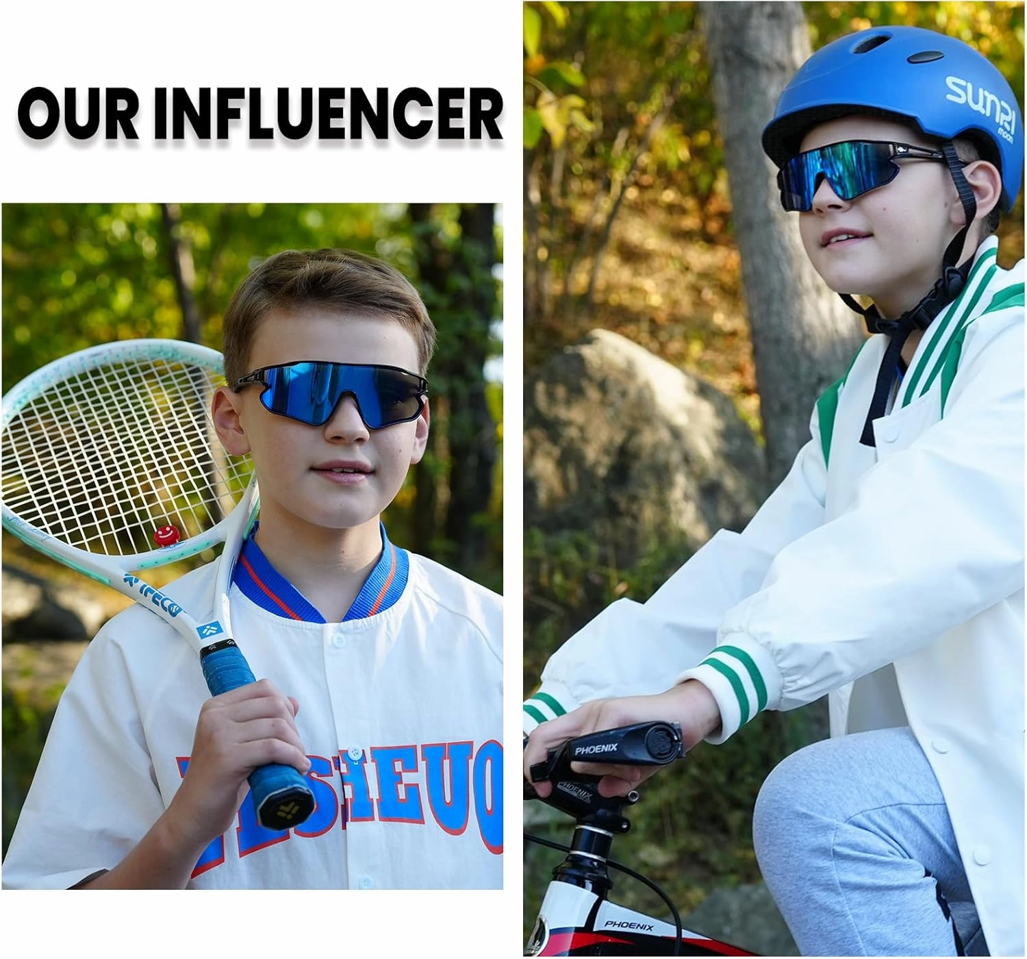 DUCO Kids Sunglasses Youth Baseball Sun Glasses Lightweight TR90 Frame UV400 Sports Cycling Shades for Boys Girls DK268