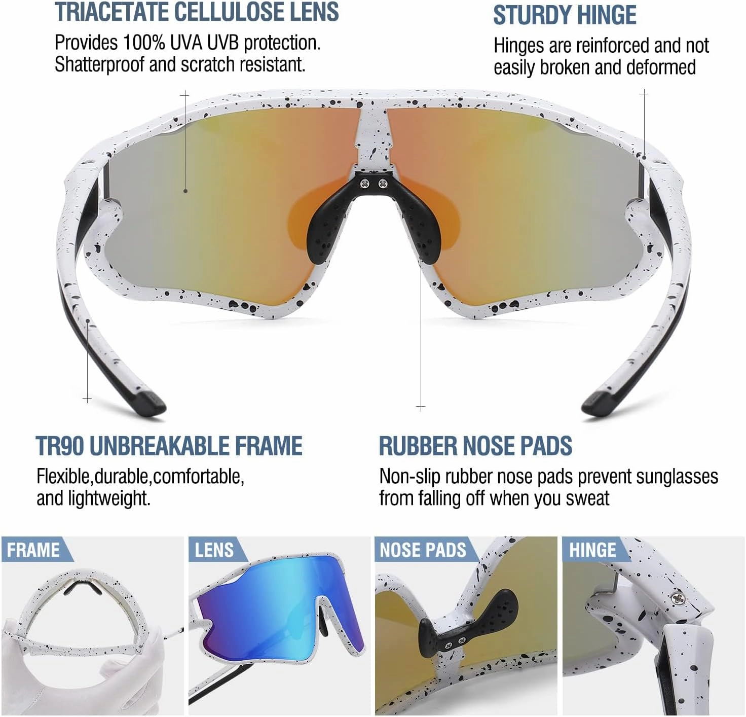 DUCO Kids Sunglasses Youth Baseball Sun Glasses Lightweight TR90 Frame UV400 Sports Cycling Shades for Boys Girls DK268
