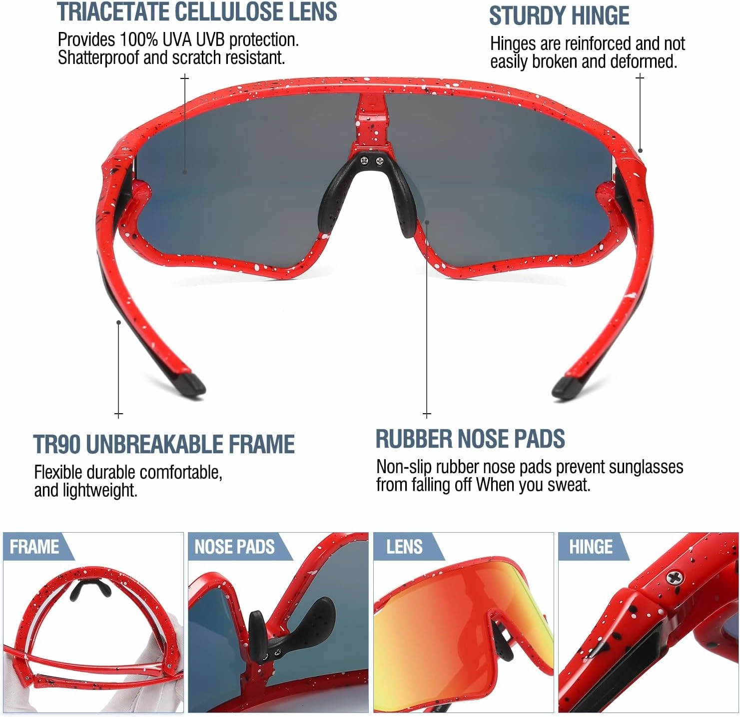 DUCO Kids Sunglasses Youth Baseball Sun Glasses Lightweight TR90 Frame UV400 Sports Cycling Shades for Boys Girls DK268