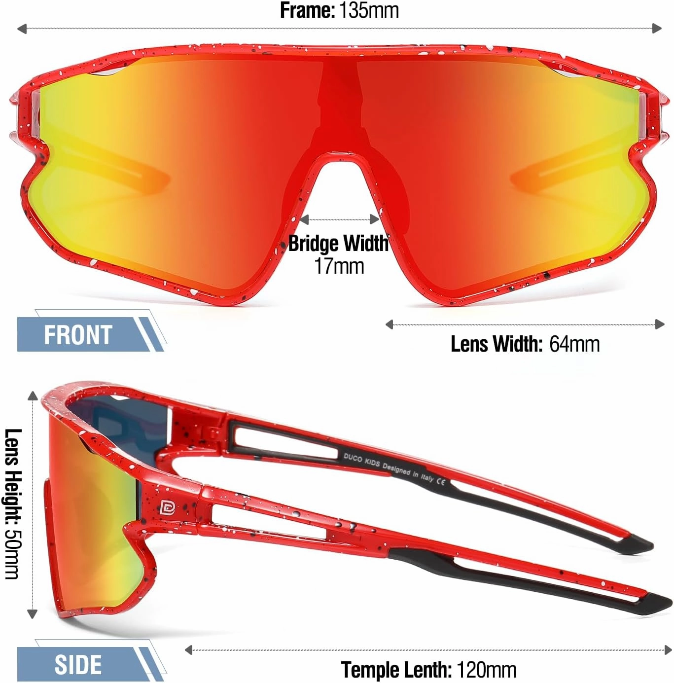DUCO Kids Sunglasses Youth Baseball Sun Glasses Lightweight TR90 Frame UV400 Sports Cycling Shades for Boys Girls DK268