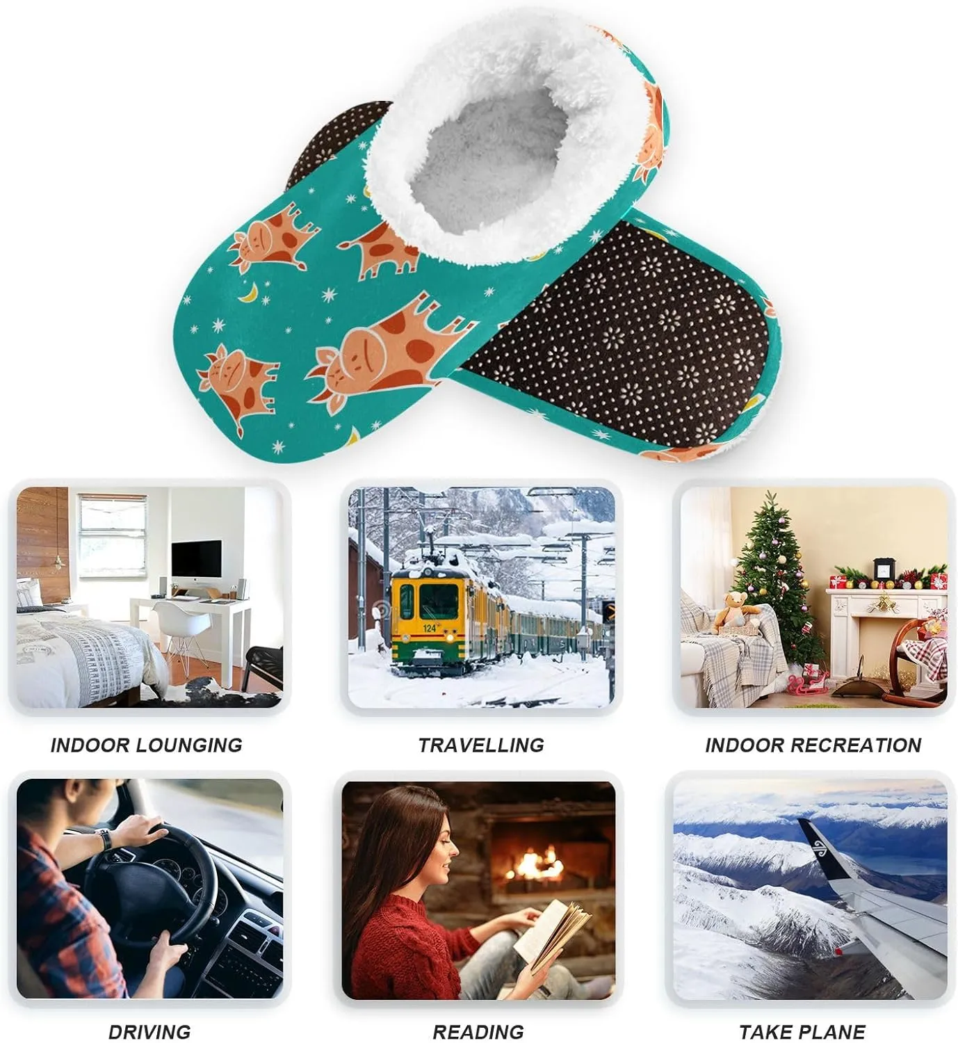 Dussdil Home Winter Slippers Spa Travel House Slipper Soft Memory Foam Slipper Non Slip for Hotel Bedroom Shoes Slippers
