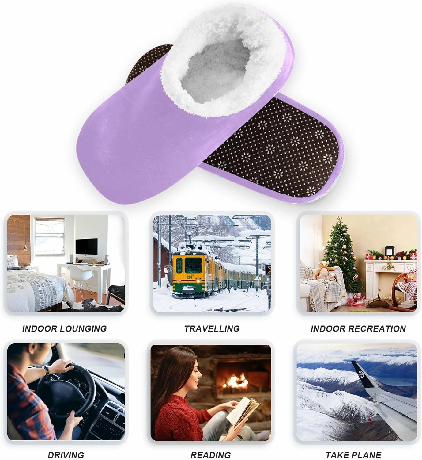 Dussdil Home Winter Slippers Spa Travel House Slipper Soft Memory Foam Slipper Non Slip for Hotel Bedroom Shoes Slippers
