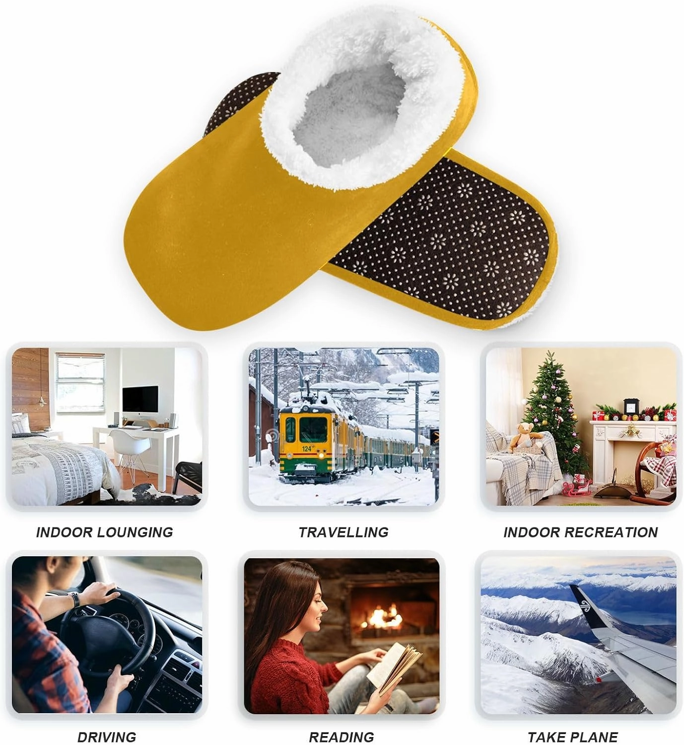 Dussdil Home Winter Slippers Spa Travel House Slipper Soft Memory Foam Slipper Non Slip for Hotel Bedroom Shoes Slippers