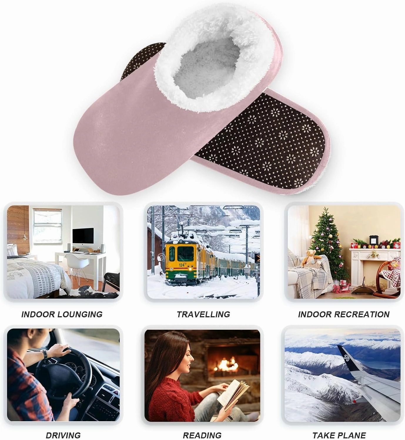 Dussdil Home Winter Slippers Spa Travel House Slipper Soft Memory Foam Slipper Non Slip for Hotel Bedroom Shoes Slippers