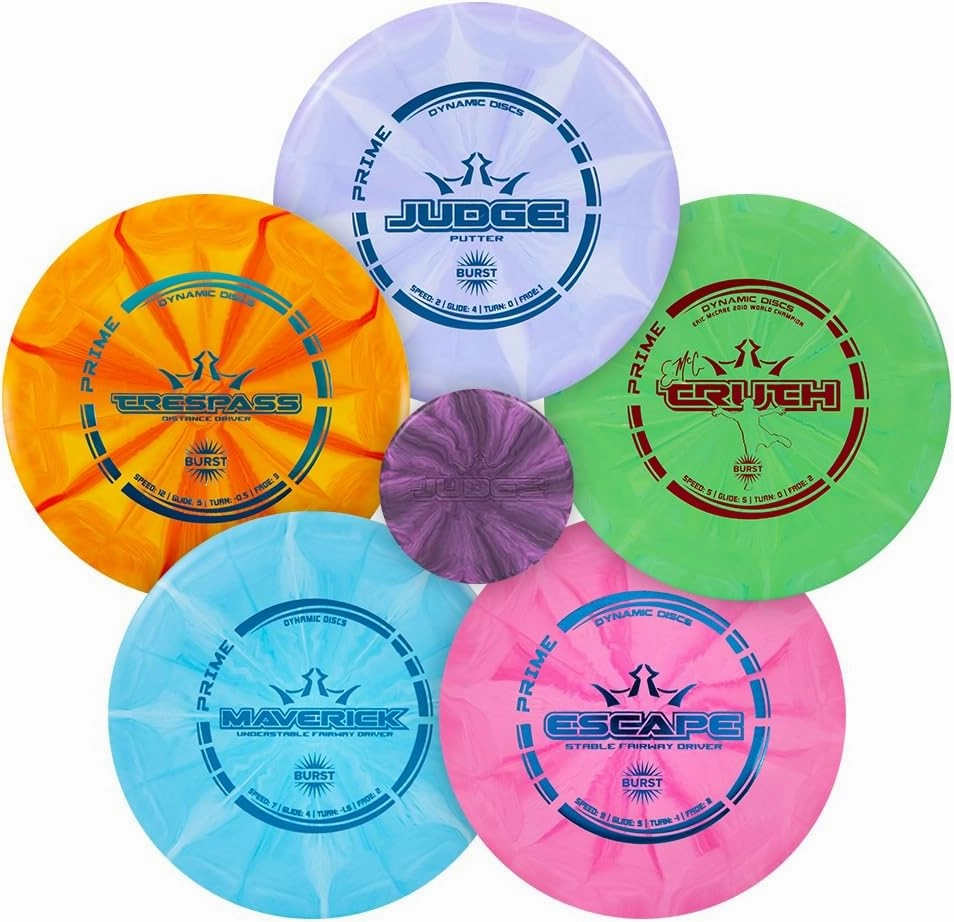 Dynamic Discs Prime Burst 5 Disc Golf Set | Includes Putter, Midrange, 2X Fairway & Driver   Mini Marker | Disc Golf Accessories for Beginners | 170-176g | Beginner Pack for Amateurs