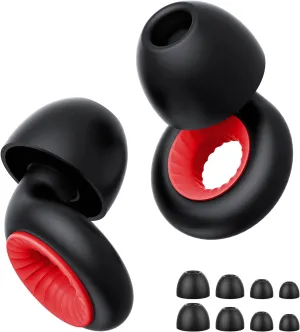 Ear Plugs for Sleeping, 35dB Noise Cancelling Reusable Silicone Earplugs for Snoring, Travel, Concerts, Swimming, Studying, Work – 4 Sizes Included (Red)