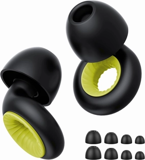 Ear Plugs for Sleeping, 35dB Noise Cancelling Reusable Silicone Earplugs for Snoring, Travel, Concerts, Swimming, Studying, Work – 4 Sizes Included (Lemon Yellow)