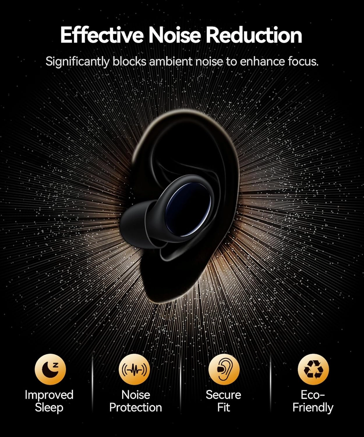 Ear Plugs for Sleeping Noise Cancelling, 45dB Ear Plugs for Noise Reduction, Soft Earplugs for Sleep, Concert, Work, Snoring Silicone Hearing Protection Earplugs Reusable Ear Plug with 8 Tips Black