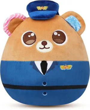 Easfan 12" Police Bear Plush Pillow Policeman Teddy Bear Stuffed Animal, Fun Soft Police Officer Plush Toy for Kids Boys Girls