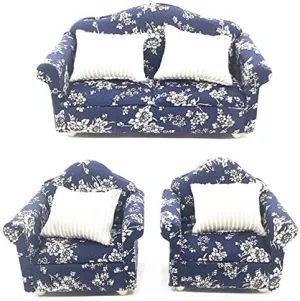 EatingBiting 1:12 Dollhouse Miniature Furniture Sofa 1 Double Sofa   2 Single Sofa 3Pcs Set Living Room 1:12 Dollhouse Miniature Furniture Single Sofa Chair