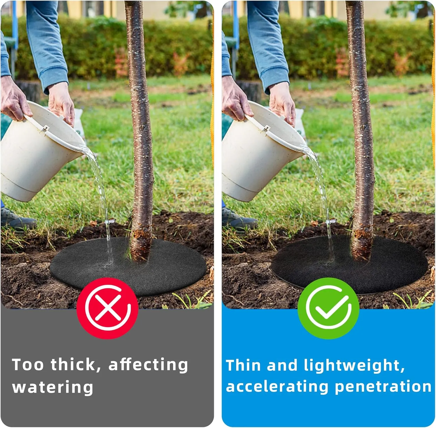 EBaokuup 12 Pack 20.5 Inch Non-Woven Tree Mulch Ring - Degradable Tree Protector Mat, Reusable Tree Weed Barrier Mat for Weed Control Root Protection