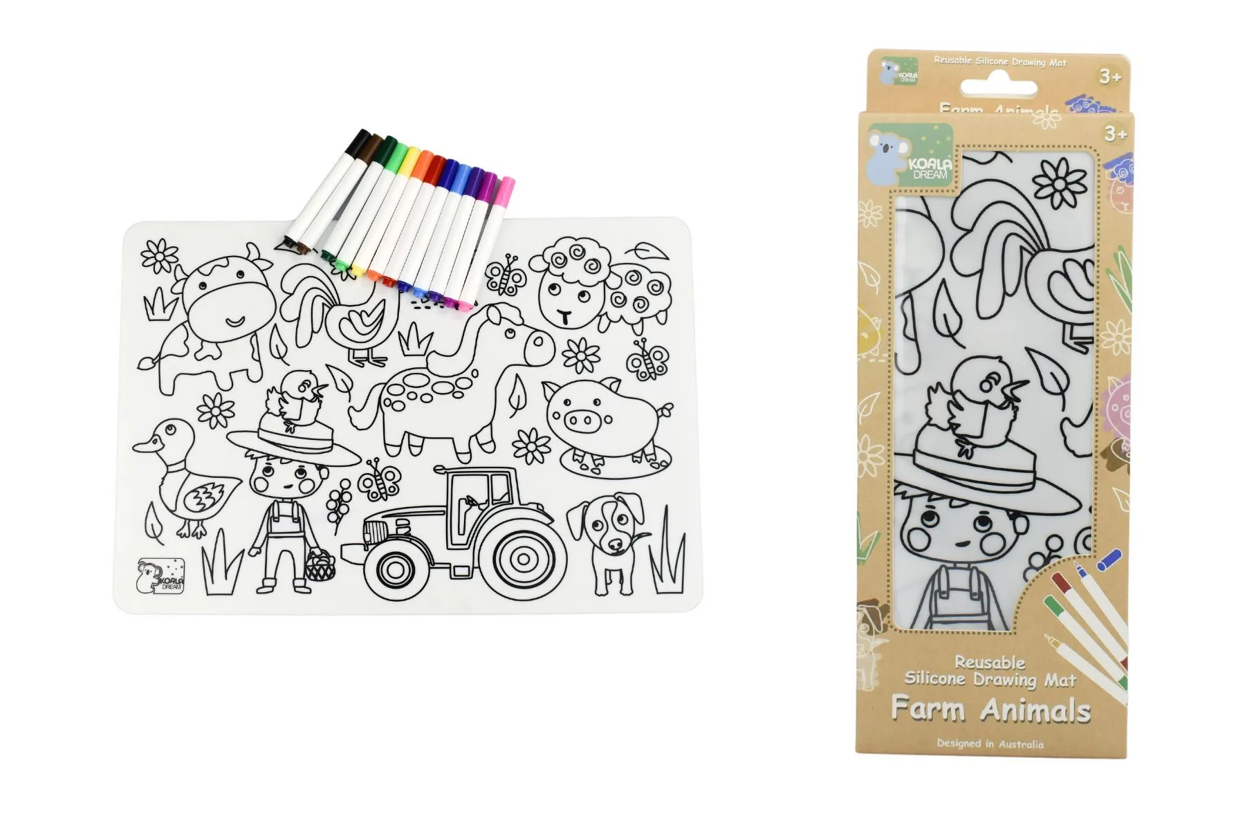 Eco Doodle Reusable Silicone Drawing Mat - Farm Animals