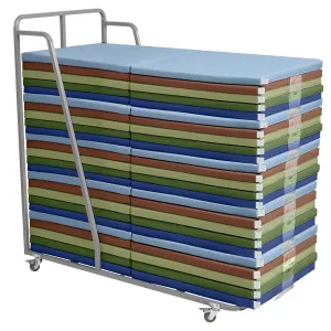 ECR4Kids Rest Mat Cart with 25 SoftZone Folding Rainbow Rest Mats, Sleeping Pads, Earthtone