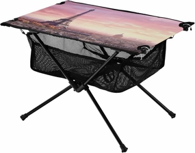 Eiffel Tower Pattern Portable Folding Camping Table, Compact Lightweight Beach Table with Carrying Bag for Outdoor Picnics, BBQs, Camp