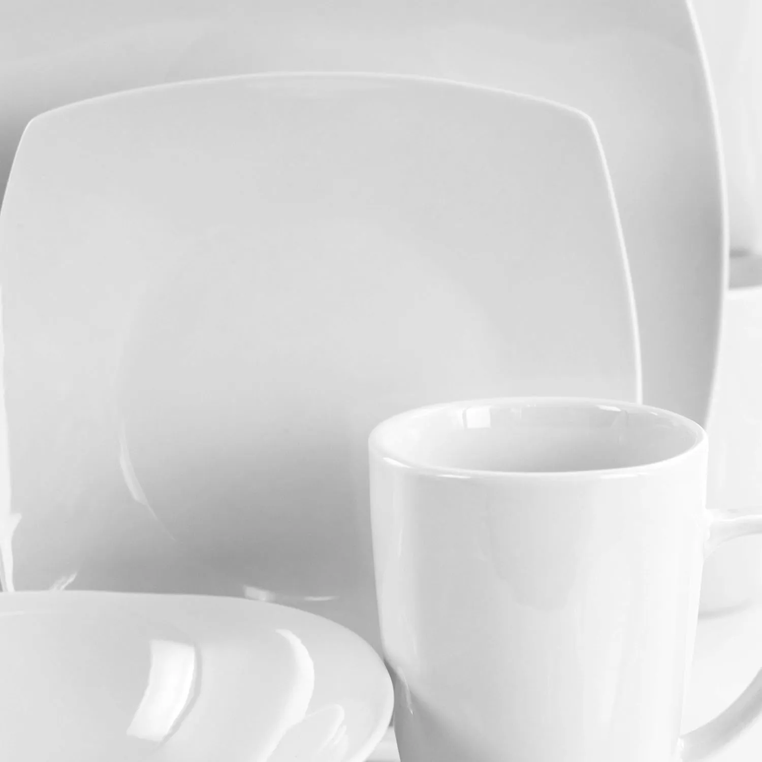 Elama Service for Four 16 Piece Porcelain Dinnerware Set, White-Square 2