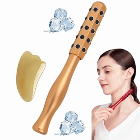 Elarique Face Roller,Facelift Pro Beauty Roller,Elarique Glow Sculpt BeautyRoller,2025 New Facial Massage Tool,Germanium Stones Face Beauty Sculptor Roller for Lifting and Skin Care (Type-A,Gold)