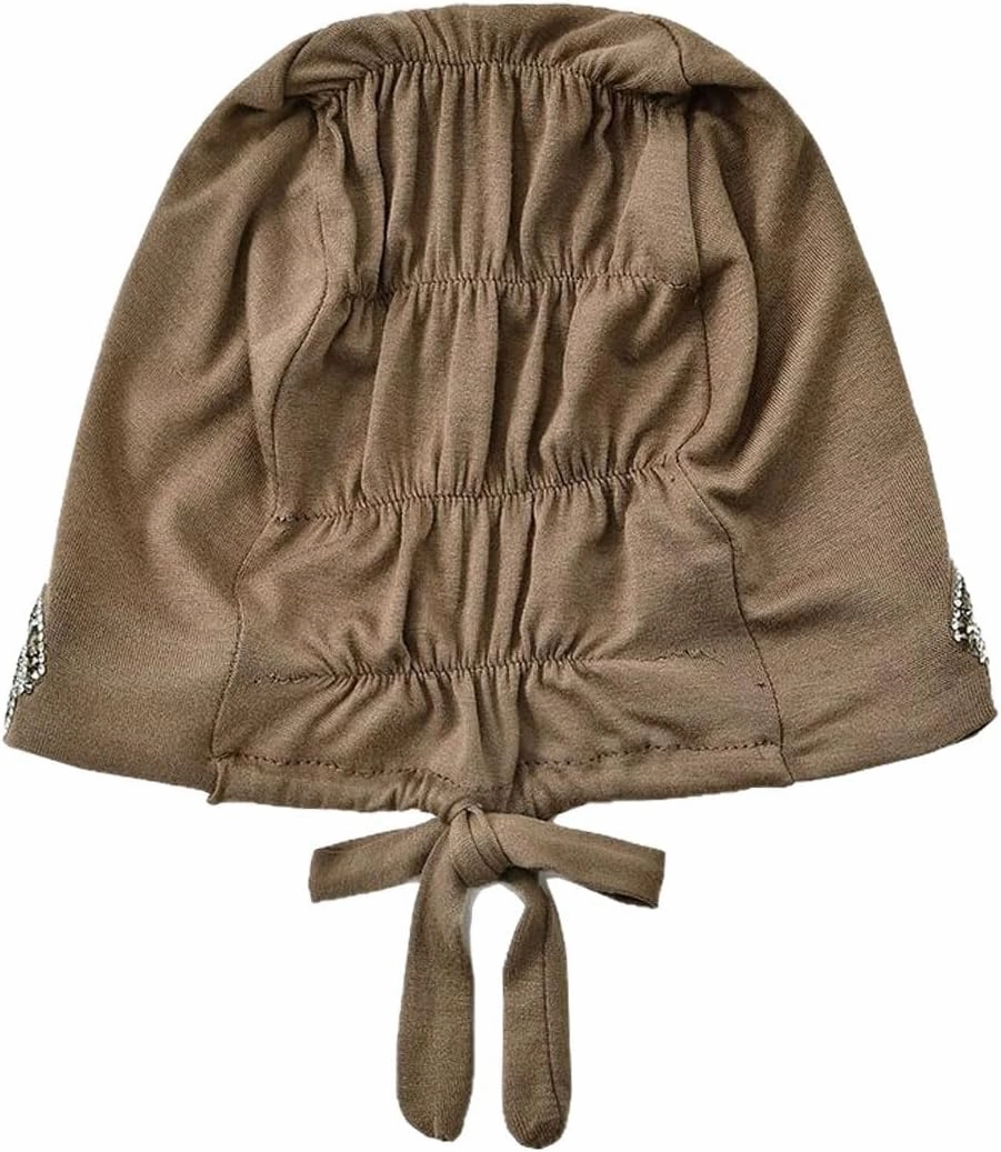 Elastic Tie-Back Beanie Muslim Underscarf Cap for Women Shiny Elegant Comfortable Headwear