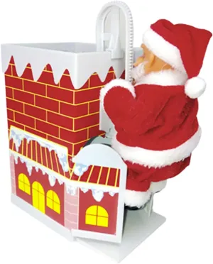 Electric Chimney Climbing Santa Claus Musical Toys, Christmas Tree Decoration, Santa on Ladder Toy with Music, Christmas Ornament for Indoor and Outdoor