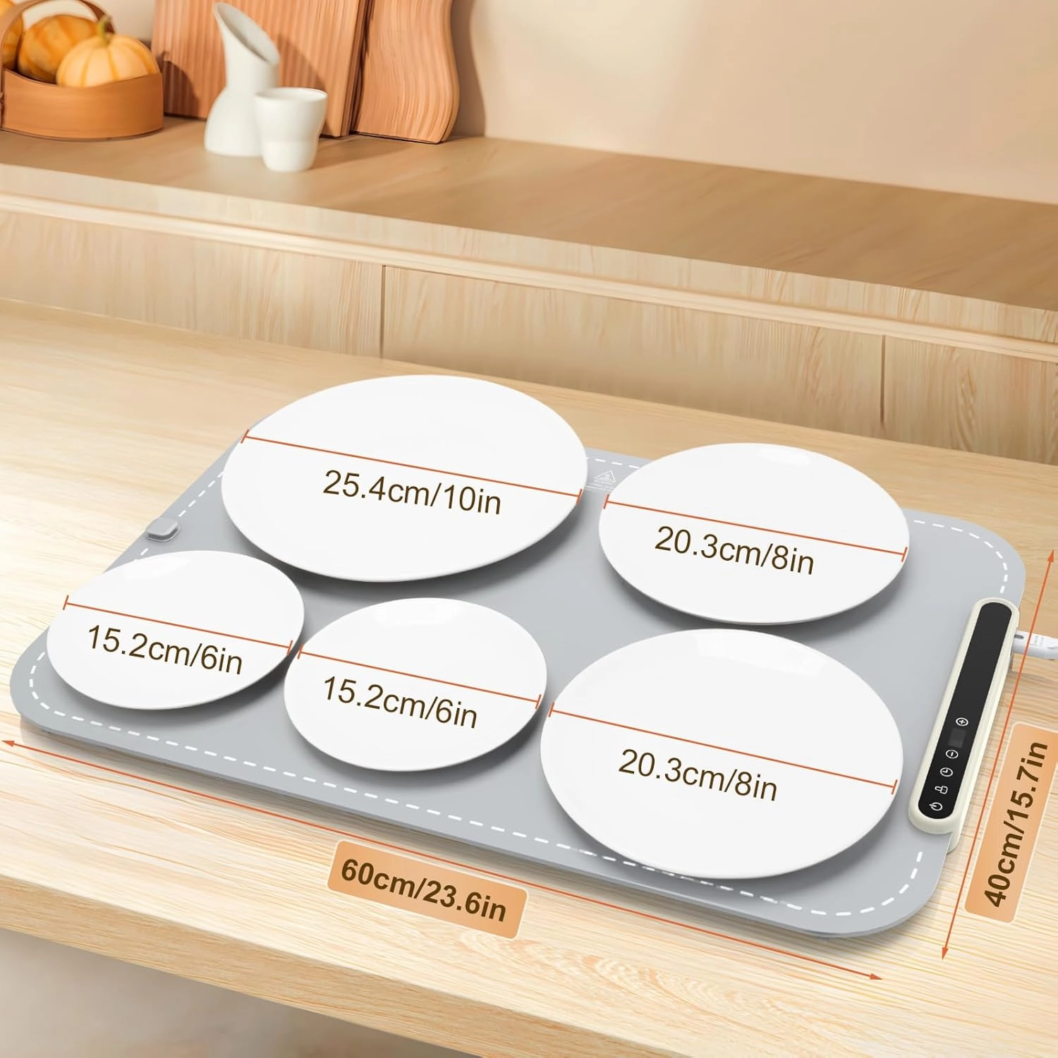 Electric Warming Tray with Child Lock, Adjustable 7 - Level Temperature and 6 - Hours Timer Food Warming Mat, Full Surface Heating, Rollable, Portable Food Warmer for Gatherings-Grey