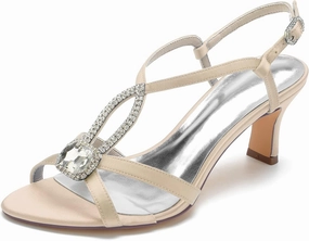 Elegant Wedding Crystal Embellished Open-Toe Design Premium Wrinkle-Resistant Silk-Like Lining Stabilizing Wedge Heel Adjustable Laces