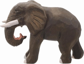Elephant Statue Wooden Hand Carved, Unique Art Carving Sculpture Feng Shui Elephant Figure for Home Office Desktop Table, Handmade Wealth Decoration 6 Inches