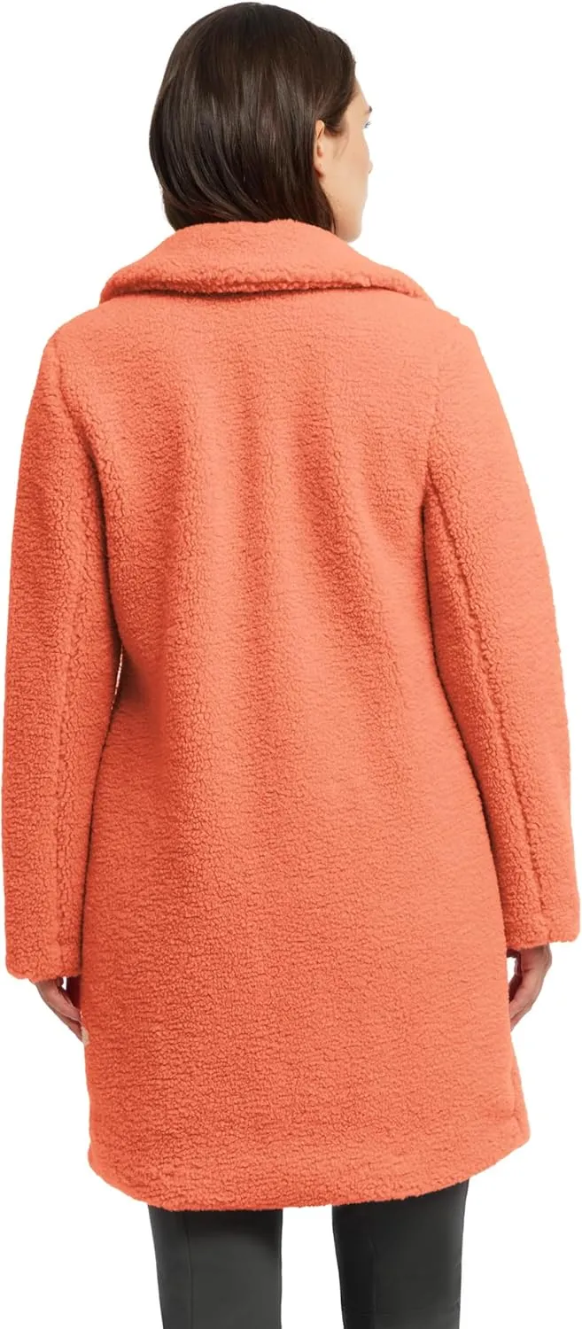 ELLEN TRACY Women's Fur Sherpa Jacket - Notch Collared Teddy Coat with Inseam Pockets - Plush Sherpa Jacket for Women (S-XL)