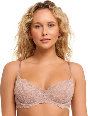 Emma Underwire Lace Bra, Unpadded Sheer Lingerie for Women, Perfect Everyday Balconette Demi Bra