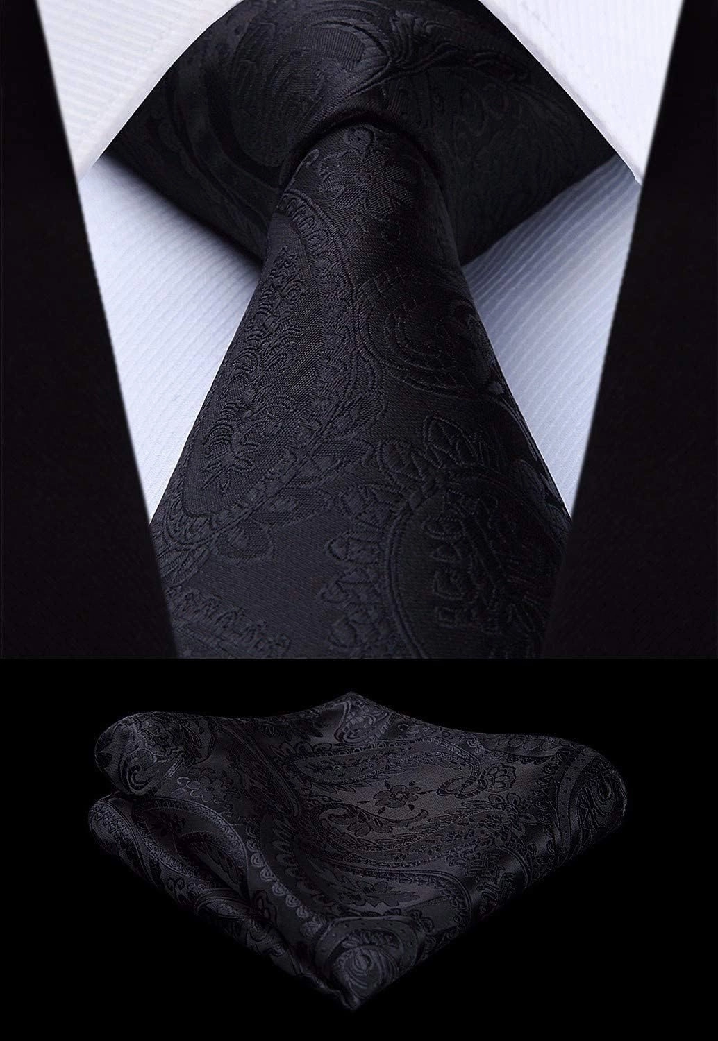 Enlision Mens Vest Tie Set Paisley Vest and Necktie Pocket Square 3pc Formal Dress Waistcoat for Suit or Tuxedo