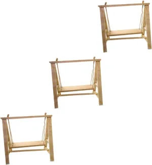 ERINGOGO 3 Pcs DIY Swing Ornament Mini Garden Accessories Wood Outdoor Furniture Dollhouse Supplies Sturdy Wooden Swing Set