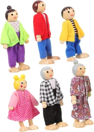 ERINGOGO Mini Dollhouse Family Dolls Set Flexible Figures Role- for Boys and Girls