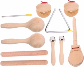 ERINGOGO 1 Set Wooden Percussion Instrument for Music with Rhythm Sticks Bell and Preschool Educational Music for Boys