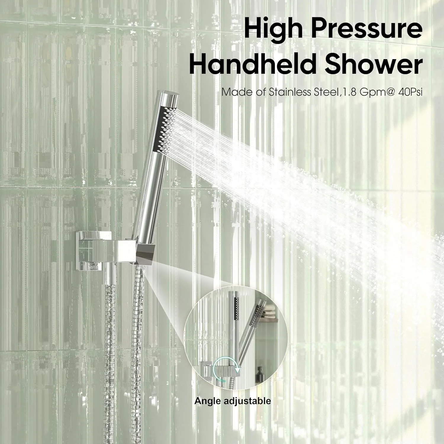Esnbia Bathtub Shower Faucet Set, Rain Shower System with Tub Spout, 10 Inches Shower Heads with Handheld Spray Combo, Wall Mounted Shower Fixtures with Shower Valve kit, Chrome