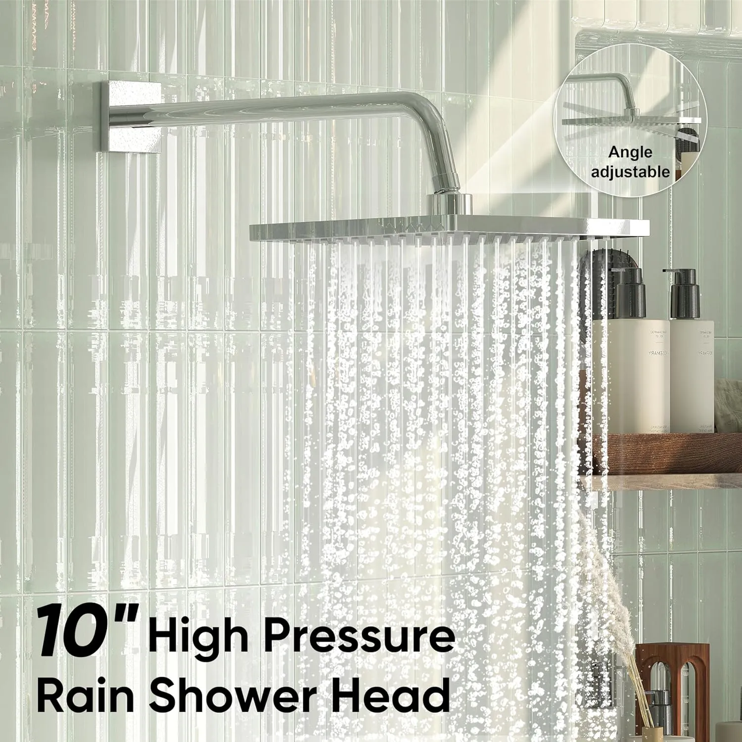 Esnbia Bathtub Shower Faucet Set, Rain Shower System with Tub Spout, 10 Inches Shower Heads with Handheld Spray Combo, Wall Mounted Shower Fixtures with Shower Valve kit, Chrome