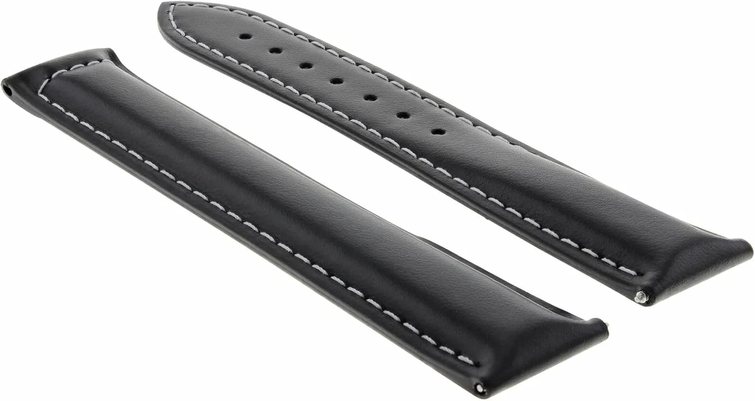 Ewatchparts 20-22-24mm Leather Watch Band Strap with Deployment Clasp Compatible with Omega Seamaster Planet Ocean