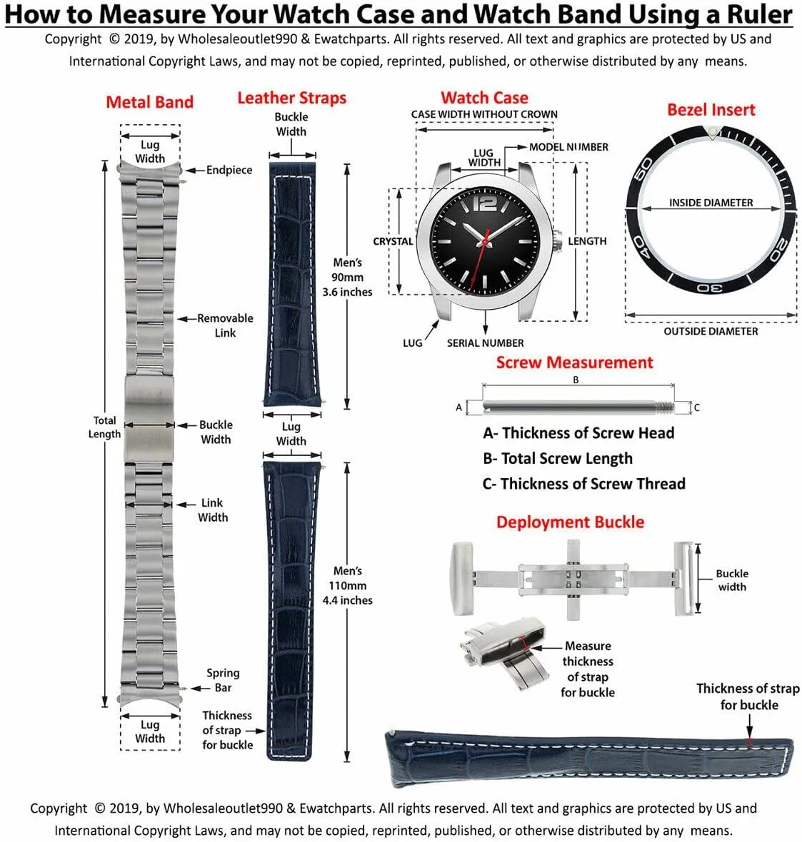 Ewatchparts 20-22-24mm Leather Watch Band Strap with Deployment Clasp Compatible with Omega Seamaster Planet Ocean