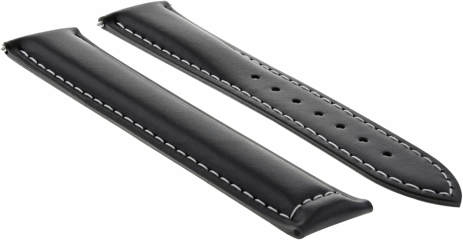 Ewatchparts 20-22-24mm Leather Watch Band Strap with Deployment Clasp Compatible with Omega Seamaster Planet Ocean