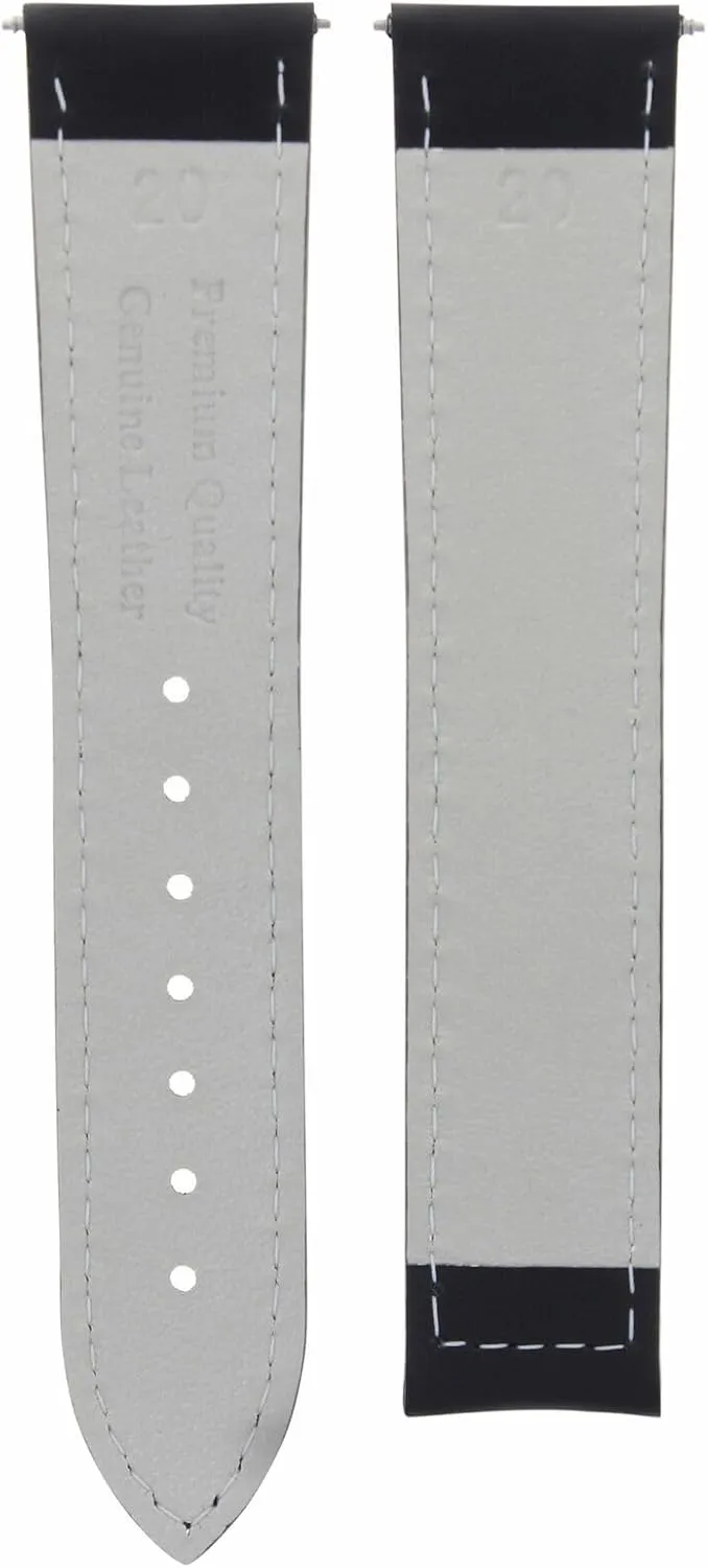 Ewatchparts 20-22-24mm Leather Watch Band Strap with Deployment Clasp Compatible with Omega Seamaster Planet Ocean
