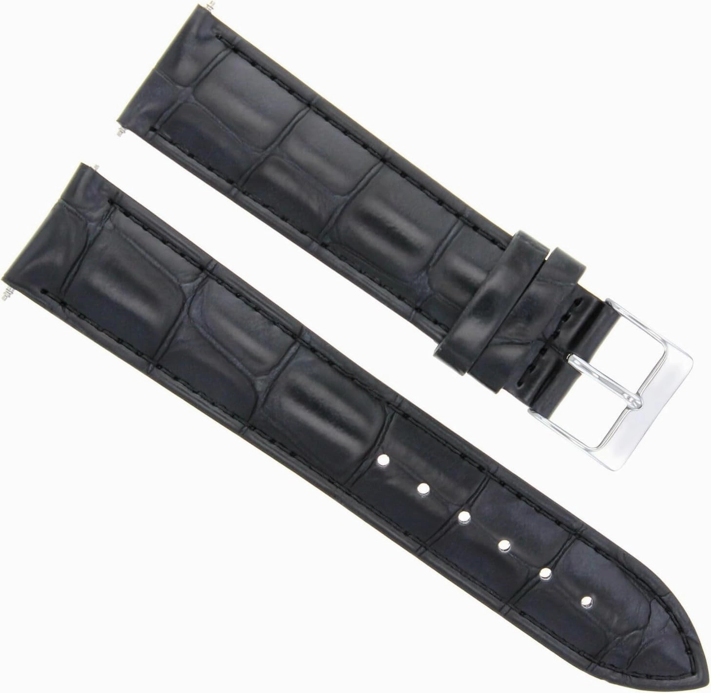 Ewatchparts 20mm Italian Leather Watch Band Strap Compatible With Guess Watch Black